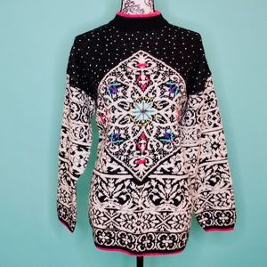 Vintage 80‘s Mock Turtleneck Filigree Sweater